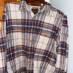 Lucky Brand Men's Flannel Untucked Plaid Button Up - Blue and Orange